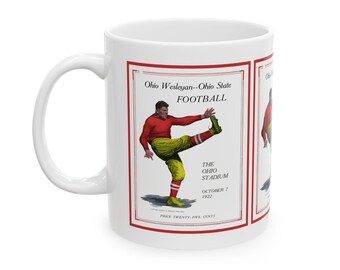Ohio Wesleyan vs Ohio State 1922 Football Ceramic Mug, Sports Fan Gift, Coffee Cup, Tea Mug, Football Game Memorabilia, Vintage Sports Mug