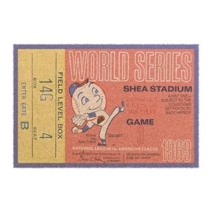 Fußmatte, 1969 Vintage Baseball World Series Ticket - New York Mets - Shea Stadium - Spiel 3, Eingangsteppich, Baseball Fan Geschenk, Sport