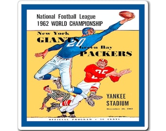 Magnets-Vintage 1962 Packer Giants Football Program Championship Game, Sports Memorabilia Kitchen Decor, Fridge Magnets, Football Fan Gift,