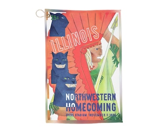 1933 Football Northwestern Golf Towel | Vintage College Team Design