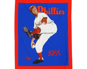 Velveteen Plush Blanket - 1955 Baseball Philadelphia Phillies Yearbook Design, Throw Blanket, Home Decor, Gift for Baseball Fans, Sports