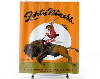 1946 Vintage Buffalo Bisons - San Francisco 49ers Football Program Cover - Shower Curtain