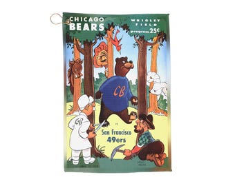 Vintage 1958 Football Chicago Bears-San Francisco 49ers Golf Towel, Sports Towel, Fan Gift, Team Merchandise, Golf Accessories