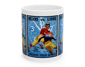 Football Ceramic Mug, 1940 Chicago Bears Detroit Lions Cup for Football Fans, Sports Enthusiasts, Father's Day Gift, Birthday Present