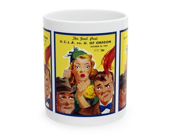 1945 Vintage University of Oregon Ducks - UCLA Bruins Football Program Cover - Ceramic Mug, 11oz