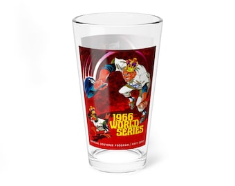 Mixing Glass, 16oz - 1966 Baseball World Series Los Angeles Dodgers Baltimore Orioles, Gift for Baseball Fans, Sports Memorabilia