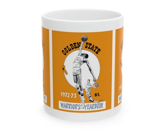 1972-1973 Vintage Golden State Warriors Basketball Program Cover - Ceramic Mug, 11oz