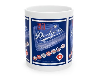 1951 Vintage Brooklyn Dodgers Baseball Program Cover - Ceramic Mug, 11oz