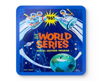 Coaster Set, 1965 Baseball World Series Minnesota Twins-Los Angeles Dodgers, Sports Memorabilia, Drink Coasters, Home Decor, Gift for