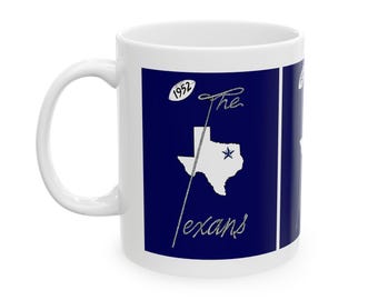 Vintage 1952 Dallas Texans Football Ceramic Mug, Sports Fan Gift, Coffee Cup, Retro Football Memorabilia, Fathers Day Gift, Football