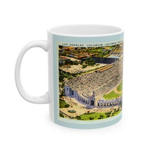 Taza de cerámica, postal vintage del Coliseo de Los Ángeles, taza de café retro de los años 30, regalo del Estadio Olímpico, decoración de la cocina del hogar, taza de té coleccionable