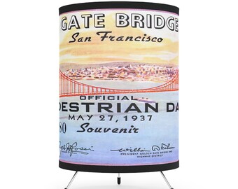 1937 Vintage San Francisco Golden Gate Bridge Fiesta Ticket - Pedestrian Day - Tripod Lamp