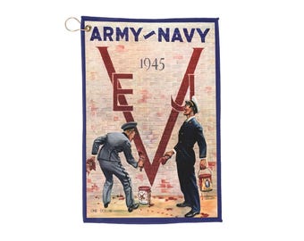 1945 Football Army Navy VJ VE Program Golf Towel | Vintage Military Sports Memorabilia