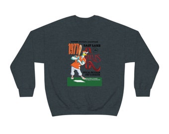 1977 Vintage Salt Lake Gulls Baseball Program Cover - Heavy Blend Crewneck Sweatshirt