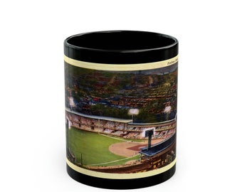 1950 Vintage Pittsburgh Pirates Baseball - Forbes Field Postcard - Black Mug 11 oz