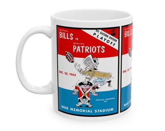 Football Fan Ceramic Mug, Football Buffalo Bill Boston Patriots Coffee Cup, Sports Team Gift, Football Lover's Mug, Game Day Tea Mug