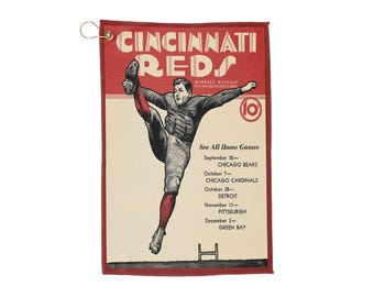 Vintage 1934 Football Cincinnati Reds Golf Towel - Sports Enthusiasts Gift, Retro Golf Accessories, Golfing Gear, Golf Course Merchandise,