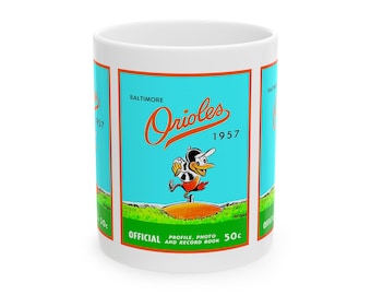 1957 Vintage Baltimore Orioles Program Cover - Ceramic Mug, 11oz, 15oz