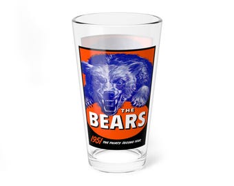 Mixing Glass, 16oz - 1951 Football Chicago Bears, Bears Fan Gift, Sports Memorabilia, Chicago Bears Decor, Barware Gift, Man Cave Decor