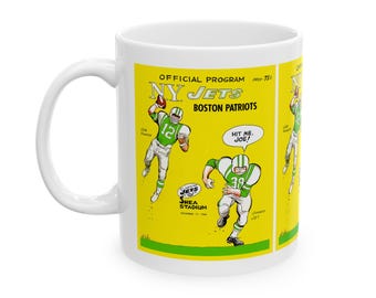 Ceramic Mug, 1966 Football New York Jets Boston Patriots, Gift for Football Fans, Sports Fan Mug, Coffee Cup, Tea Mug, Football Lover Gift,