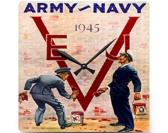 1945 Vintage Army-Navy Football VE-VJ Program Cover - Acrylic Wall Clock