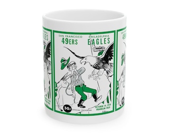 1958 Philadelphia Eagles vs San Francisco 49ers Ceramic Mug, Football Fan Gift, 11oz 15oz Cup, Vintage Sports Team Souvenir, Game Day
