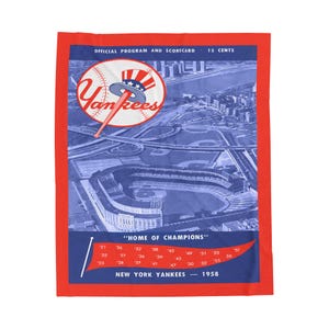 Velveteen Plush Blanket, 1958 New York Baseball Blanket, Sports Fan Gift, Cozy Throw, Vintage Baseball Design, Home Decor