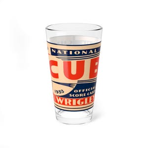 Vintage 1933 Chicago Cubs Baseball Pint Glass, 16oz - Gift for Baseball Fans, Sports Memorabilia, Barware, Collectible Glass, Father&#39;s Day