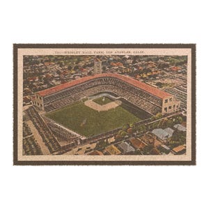 Vintage Wrigley Field Los Angeles Postcard - Baseball - Doormat