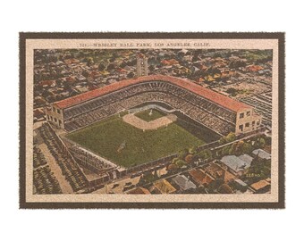 Vintage Wrigley Field Los Angeles Postcard - Baseball - Doormat