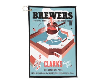Vintage 1943 Baseball Milwaukee Brewers Golf Towels - Sports Fan Gift, Retro Athletic Design, Golf Accessories, Golf Lover Present, Golf