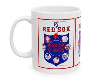 1951 Vintage Red Sox Baseball Program Cover- American League - Ceramic Mug, 11oz