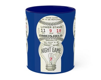Vintage Brooklyn Ebbets Field Night Game Ticket - Colorful Mugs, 11oz