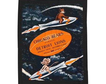 Velveteen Plush Blanket, 1959 Football Chicago Bears Detroit Lions, Custom Football Team Blanket, Sports Fan, Warm Bedding, Game Day Gift