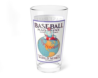 Mixing Glass, 16oz - Vintage 1910 Baseball World Series Magazine Cover, Cocktail Glass, Barware, Gift for Baseball Fans, Sports Memorabilia,