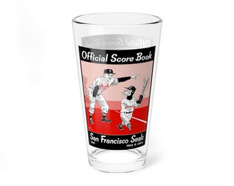 Glassware, 1957 Baseball San Francisco Seals Mixing Glass, Vintage Sports Barware, Unique Gift for Baseball Fans, 16oz Cocktail Glass, Home