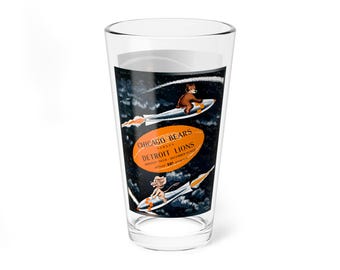 Football Mixing Glass, 16oz - 1959 Chicago Bears Detroit Lions Gift, Sports Barware, Fan Glassware, Birthday Present, Unique Drinkware