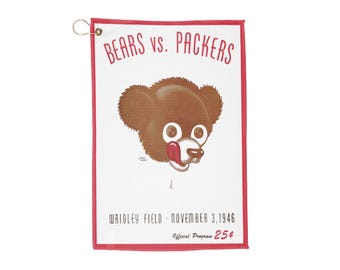 Golf Towels, 1946 Football Bears-Packers Design, Sports Towel, Golf Accessory, Golf Gift, Golf Equipment, Golf Towel with Vintage Sports