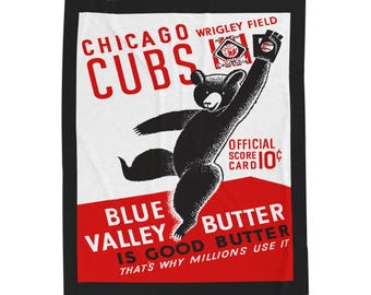 Velveteen Plush Blanket - 1939 Baseball Chicago Cubs, Sports Throw, Cozy Cubs Fan Gift, Retro Sports Decor, Baseball Lover Gift