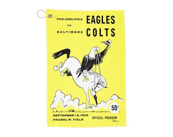 Sports Towels, 1959 Football Colts-Eagles Design, Golf Towels, Golf Accessories, Sports Memorabilia, Golf Gift, Golf Decor, Golf