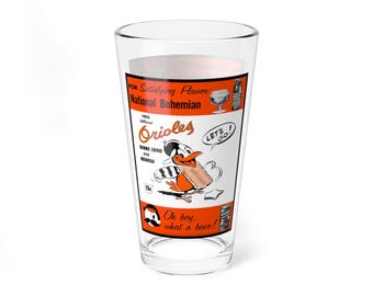 16oz Mixing Glass, 1956 Baseball Baltimore Orioles Gift, Barware, Glassware, Orioles Fan Present, Baseball Memorabilia