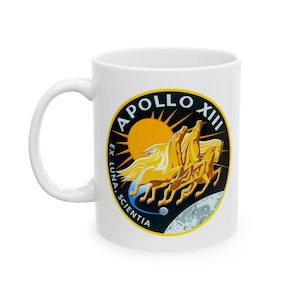 Taza de cerámica con parche de vuelo de la NASA, taza de café espacial Apollo 13, taza de té con astronauta, regalo de astronomía, decoración de cocina galáctica