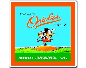 1957 Vintage Baltimore Orioles Baseball Program Cover -  Magnets