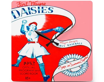 1952 Vintage Fort Wayne Daises Baseball Program Cover - Acrylic Wall Clock