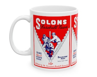 Ceramic Mug, Vintage 1945 Sacramento Solons Baseball, Baseball Fan Gift, Sports Memorabilia, Retro Sports Mug, Baseball Team Logo Mug,