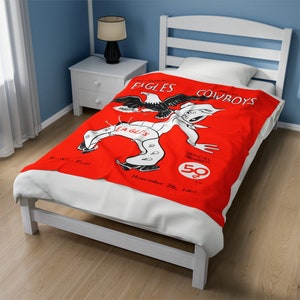 1961 Vintage Dallas Cowboys - Philadelphia Eagles Football Program Cover - Velveteen Plush Blanket