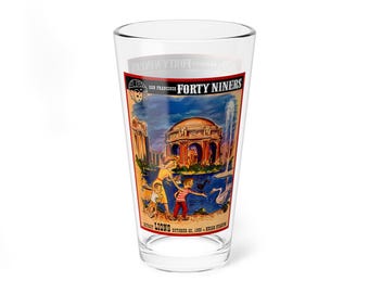 Mixing Glass, 16oz - Vintage 1950 Football San Francisco 49ers Detroit Lions Memorabilia, Barware Gift Idea, Sports Fan Decor, Game Day
