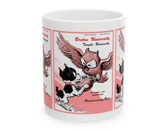 Vintage 1949 Football Boston University-Temple Ceramic Mug, Sports Fan Gift, College Football Memorabilia, Game Day Drinkware, Retro Sports