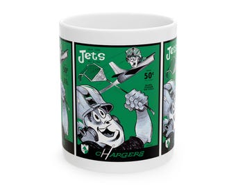 1964 Jets vs Chargers Football Retro Mug | Ceramic Coffee Cup, 11 oz and 15 oz