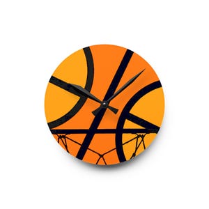 Basketbalwandklok, sportklok, vintage klok, unieke klok, acrylklok, kinderkamerdecoratie